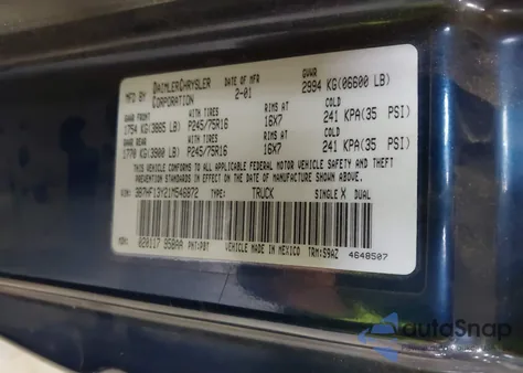 2001 Dodge Ram 1500 St z USA, uszkodzony, nr VIN 3B7HF13Y21M546872